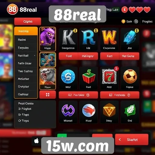 Interface de usuário do site 88real em avaliação